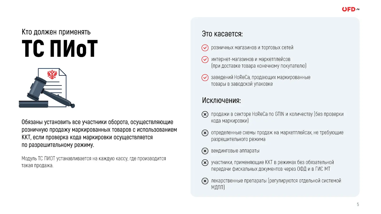 Кто обязан применять ТС ПИоТ в 2026 году: розница, интернет-магазины, HoReCa; исключения — вендинг, МДЛП и продажи без разрешительного режима